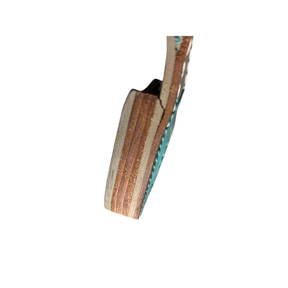 Jack Rogers Jacks Flat Sandals Teal Green Gold Whipstitch Women's 10 Slip On - Picture 8 of 9